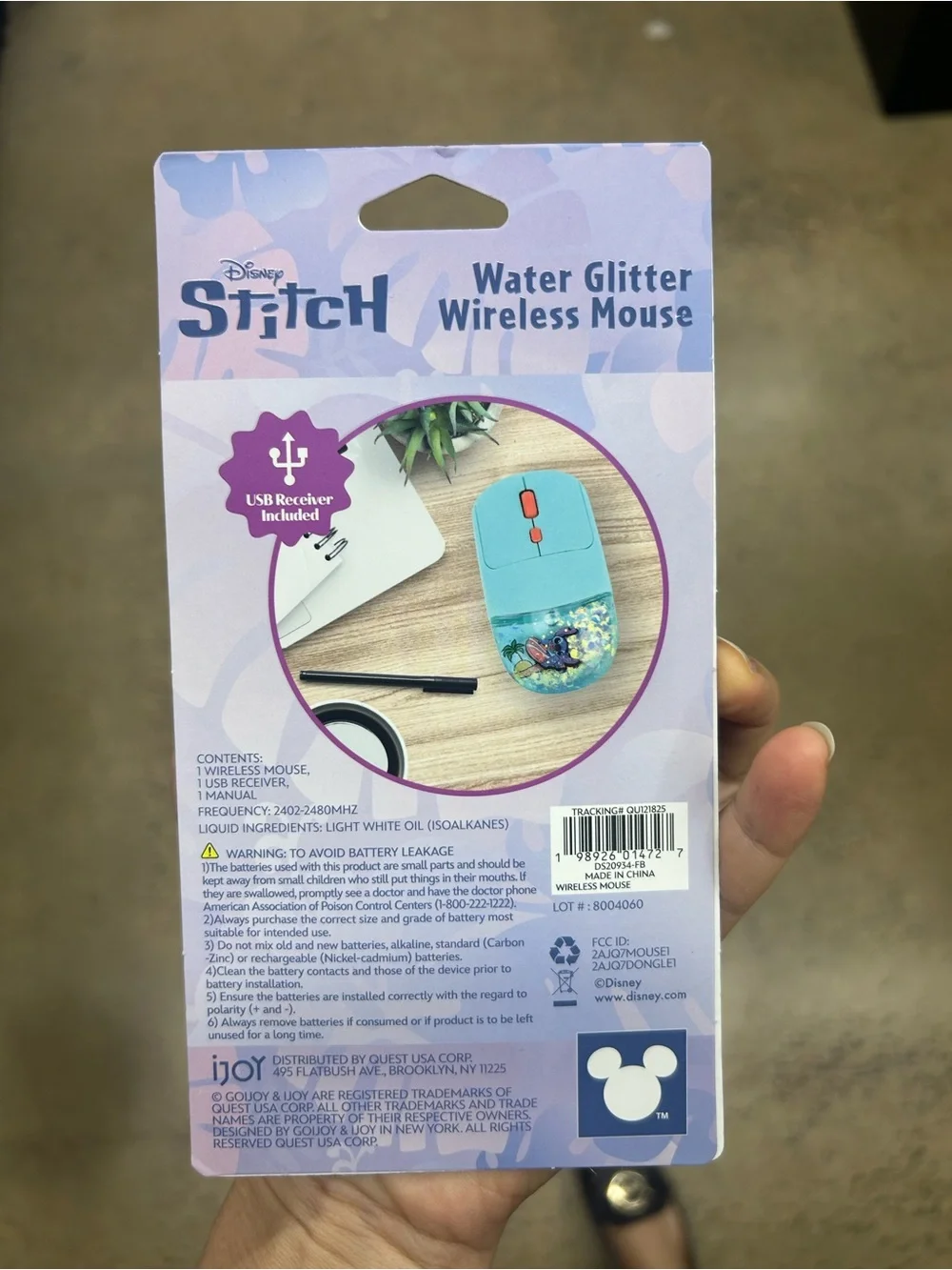 Disney Stitch Water Glitter Wireless Mouse